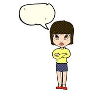 cartoon woman with crossed arms speech bubble N25