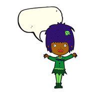 cartoon happy vampire girl with speech bubble N20