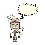 funny cartoon old robot with speech bubble N2