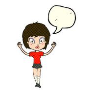 cartoon pretty girl with speech bubble N45