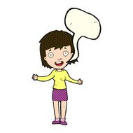 cartoon excited woman with speech bubble N58