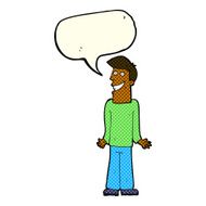 cartoon man shrugging shoulders with speech bubble N20
