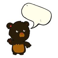 cartoon black teddy bear with speech bubble N3