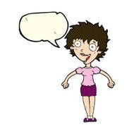 cartoon excited woman with speech bubble N59