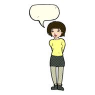 cartoon shy woman with speech bubble N25