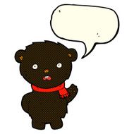 cartoon black bear wearing scarf with speech bubble N5