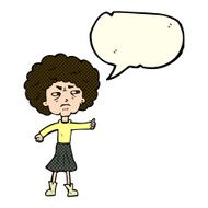 cartoon annoyed old woman with speech bubble N9