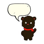 cartoon waving black bear cub with speech bubble N20