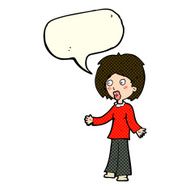 cartoon surprised woman with speech bubble N111