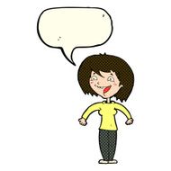 cartoon excited woman with speech bubble N61