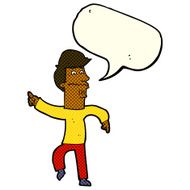 cartoon worried man pointing with speech bubble N16