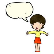 cartoon woman giving thumbs up symbol with speech bubble N32