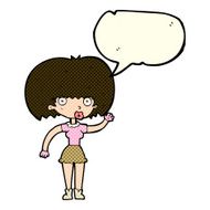 cartoon woman waving with speech bubble N145
