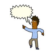 cartoon worried man pointing with speech bubble N17