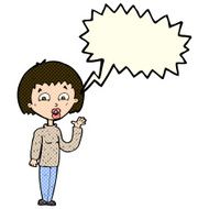 cartoon woman waving with speech bubble N146