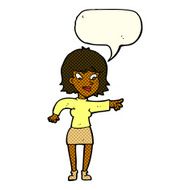cartoon woman pointing with speech bubble N94