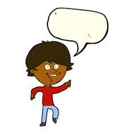 cartoon happy pointing man with speech bubble N11