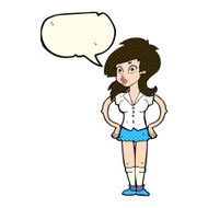 cartoon pretty woman with speech bubble N123