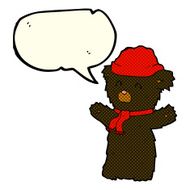cartoon cute black bear with speech bubble N31