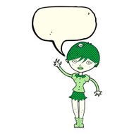 cartoon vampire girl waving with speech bubble N5