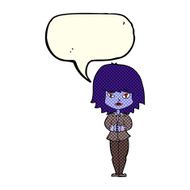 cartoon vampire woman with speech bubble N5