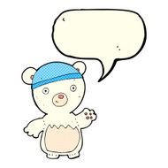 cartoon polar bear wearing hat with speech bubble N3