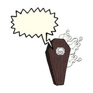 spooky cartoon coffin with speech bubble N9
