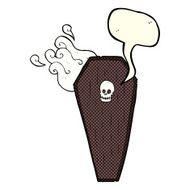 spooky cartoon coffin with speech bubble N10