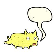 cartoon little dog cocking leg with speech bubble N6