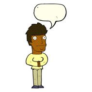 cartoon worried man with speech bubble N45