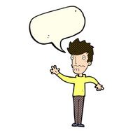 cartoon worried man reaching out with speech bubble N10