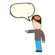 cartoon clever man pointing with speech bubble N4