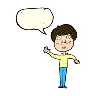 cartoon happy man waving with speech bubble N19