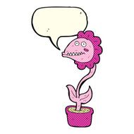 cartoon monster plant with speech bubble N6