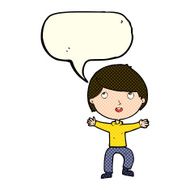 Cartoon happy boy with speech bubble N101