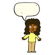 cartoon worried woman with speech bubble N34