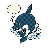funny cartoon shark with speech bubble N15