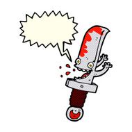 crazy knife cartoon character with speech bubble N6