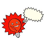 happy flashing red light bulb cartoon with speech bubble N6