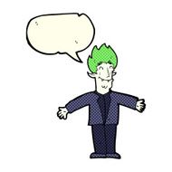 cartoon happy vampire with speech bubble N19