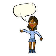 cartoon woman making hand gesture with speech bubble N6