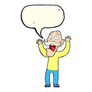 cartoon old man getting a fright with speech bubble N5