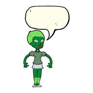 cartoon zombie monster woman with speech bubble N6