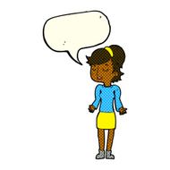 cartoon woman shrugging shoulders with speech bubble N222