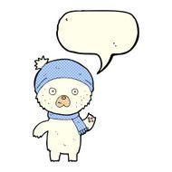 cartoon waving polar bear with speech bubble N29