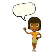 cartoon woman waving with speech bubble N148