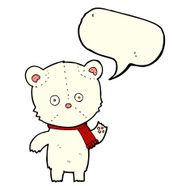 cartoon waving polar bear with speech bubble N30