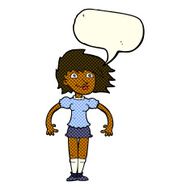 cartoon happy woman with speech bubble N115