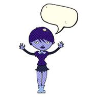 cartoon vampire girl with speech bubble N103