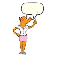 cartoon fox woman with idea speech bubble N3
